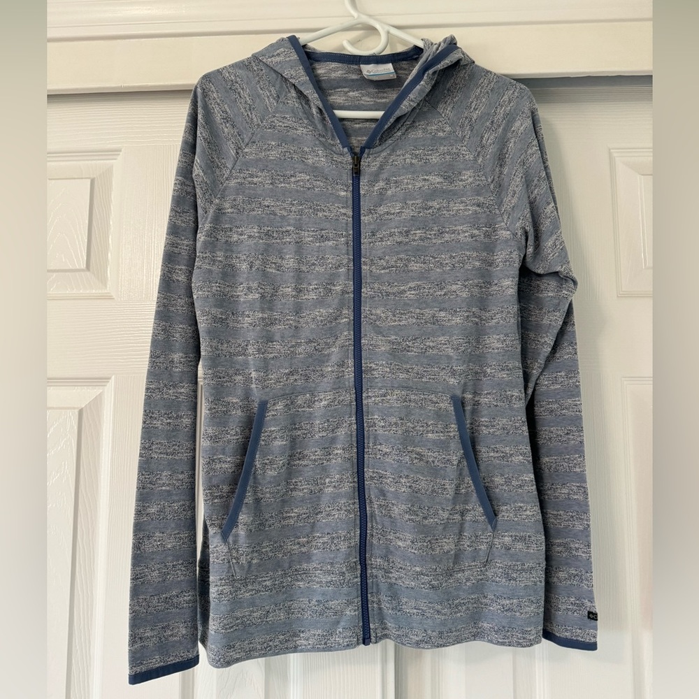 Columbia Blue Striped Zip Up Sweater